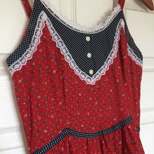 Gunne Sax red calico prairie dress - vintage